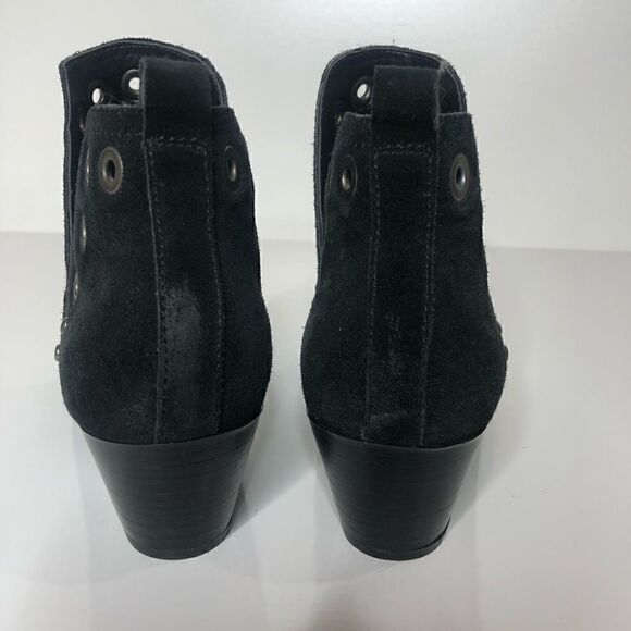 Sam Edelman Black Suede Ankle Booties Grommets - Picture 5 of 12